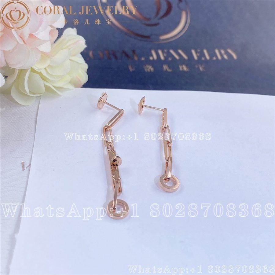 Hermes 18k Yellow Gold Tpm Kelly Chaine Earrings Coral (5)