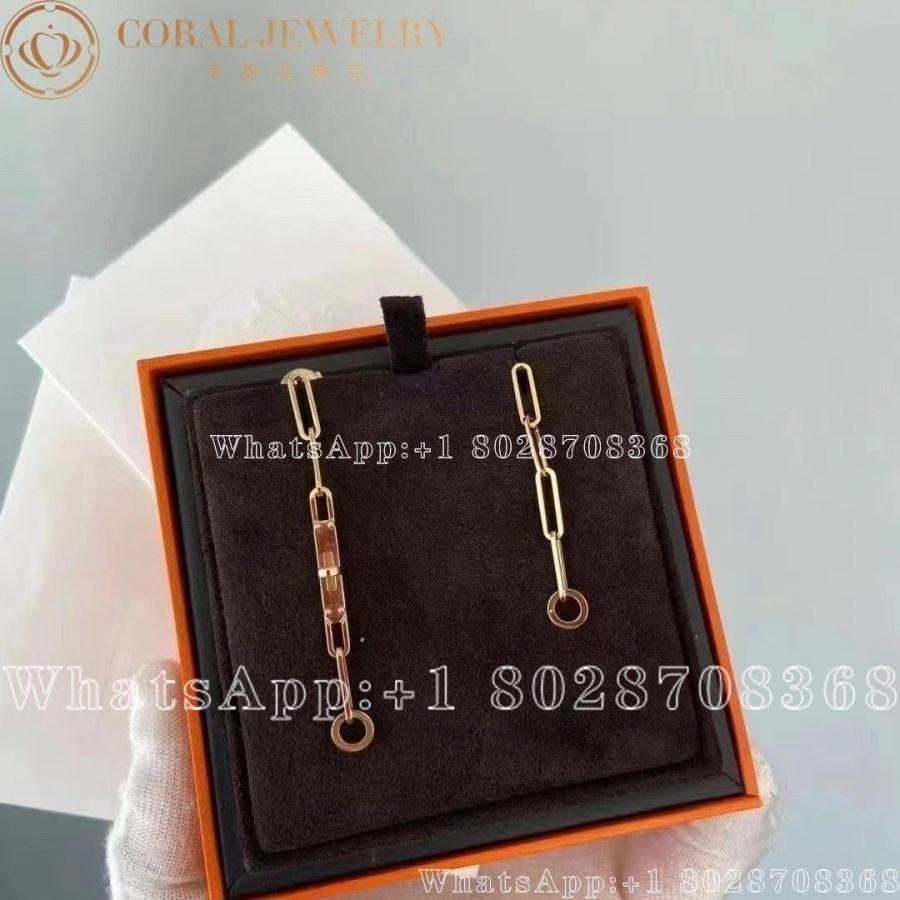 Hermes 18k Yellow Gold Tpm Kelly Chaine Earrings Coral (6)