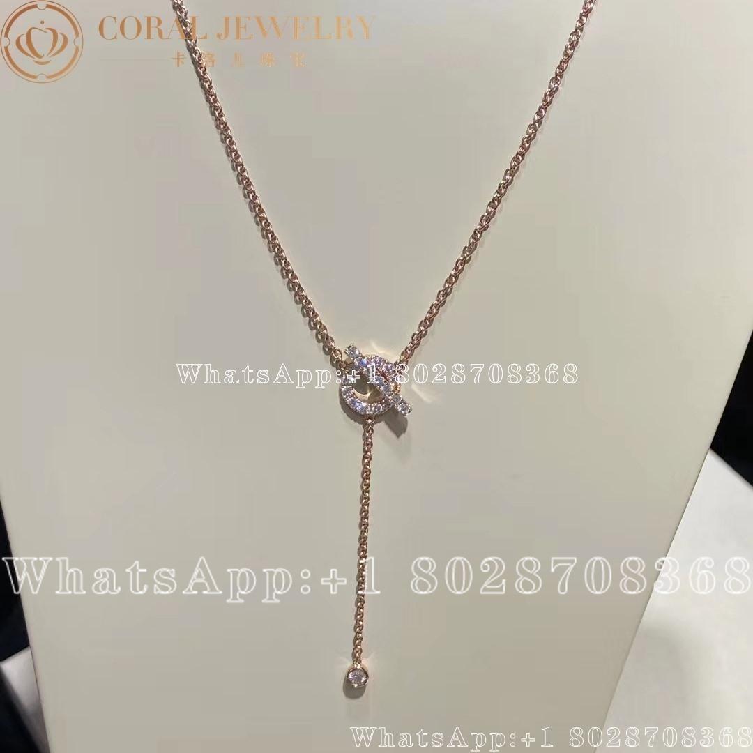 Hermes Finesse Lariat Necklace In Rose Gold Set With Diamonds Coral (2)