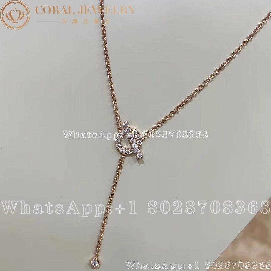 Hermes Finesse Lariat Necklace In Rose Gold Set With Diamonds Coral (3)