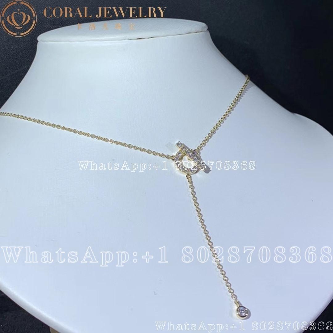 Hermes Finesse Lariat Necklace In Yellow Gold Set With Diamonds Coral (1)