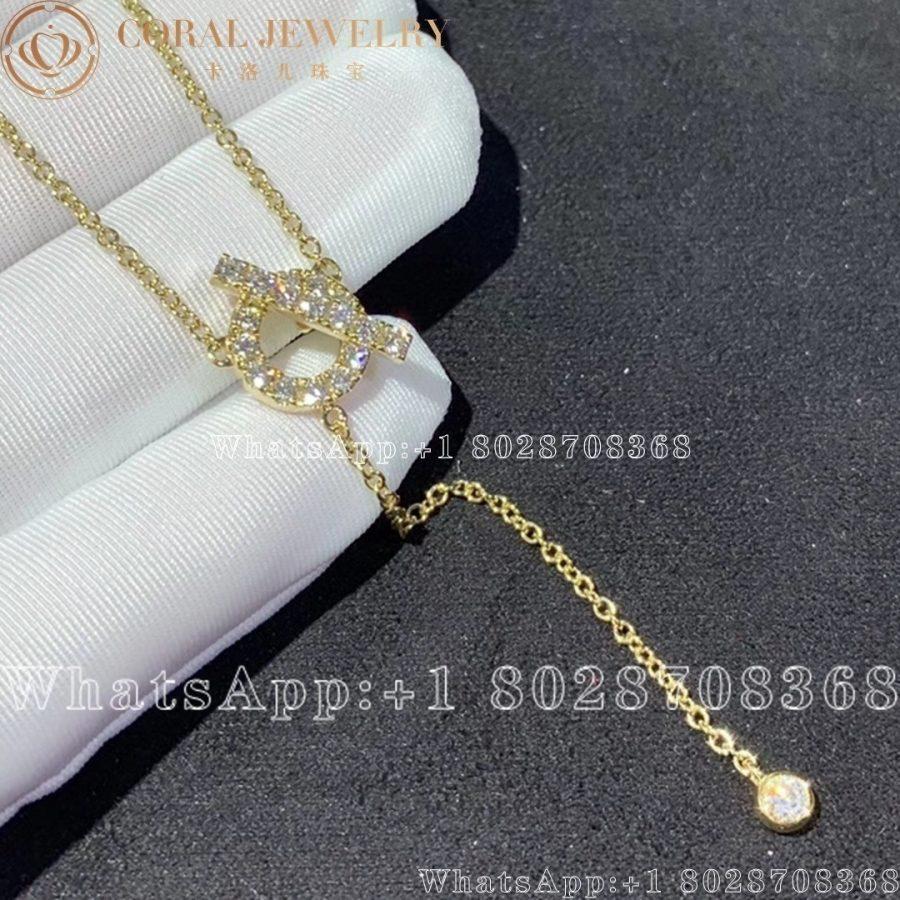 Hermes Finesse Lariat Necklace In Yellow Gold Set With Diamonds Coral (4)