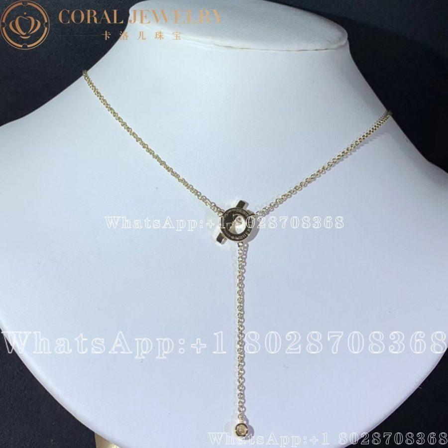 Hermes Finesse Lariat Necklace In Yellow Gold Set With Diamonds Coral (6)