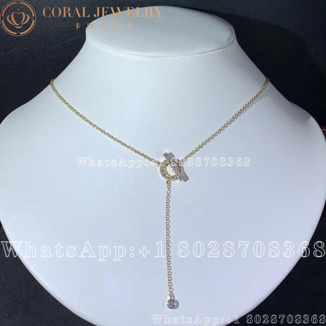 Hermes Finesse Lariat Necklace In Yellow Gold Set With Diamonds Coral (7)