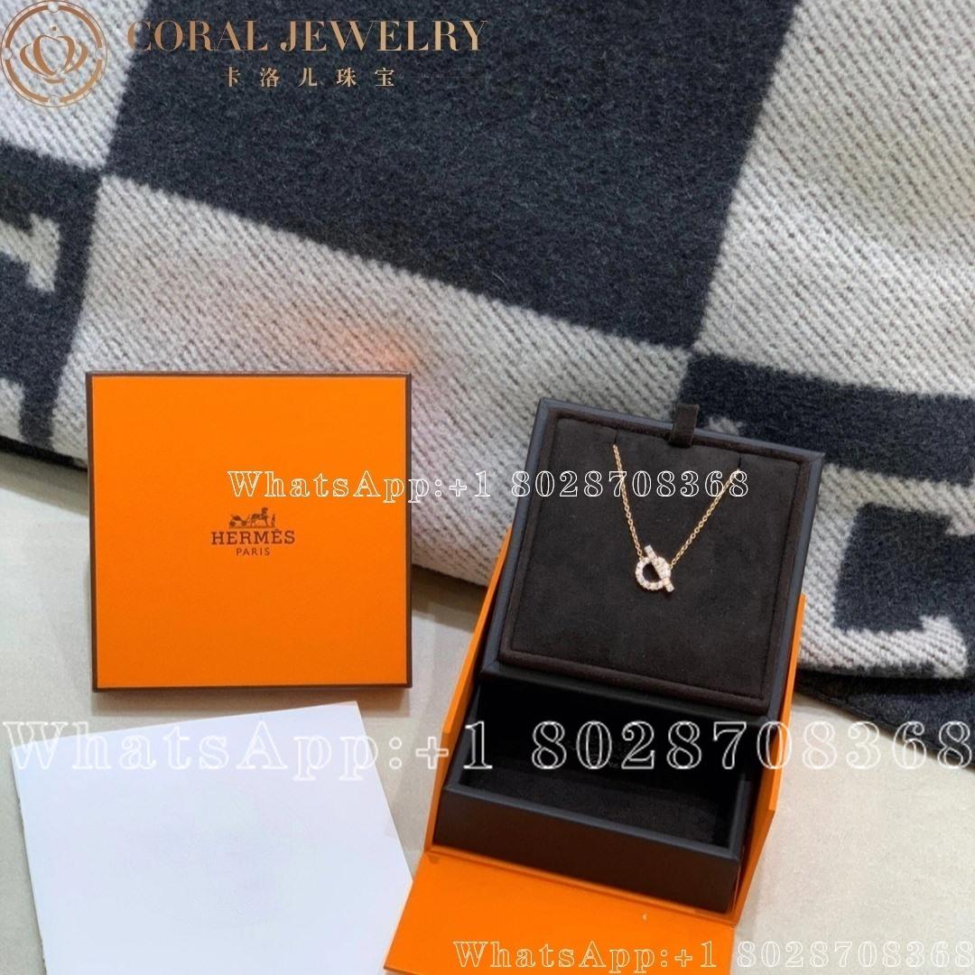 Hermes Finesse Pendant In Rose Gold Set With Diamonds Coral (1)