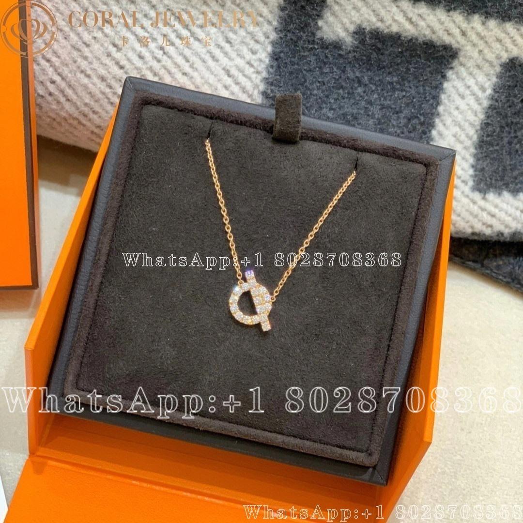 Hermes Finesse Pendant In Rose Gold Set With Diamonds Coral (2)