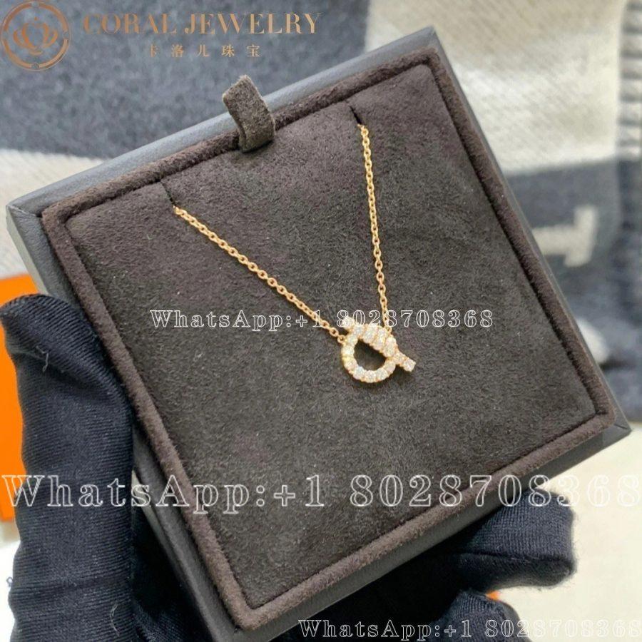 Hermes Finesse Pendant In Rose Gold Set With Diamonds Coral (3)