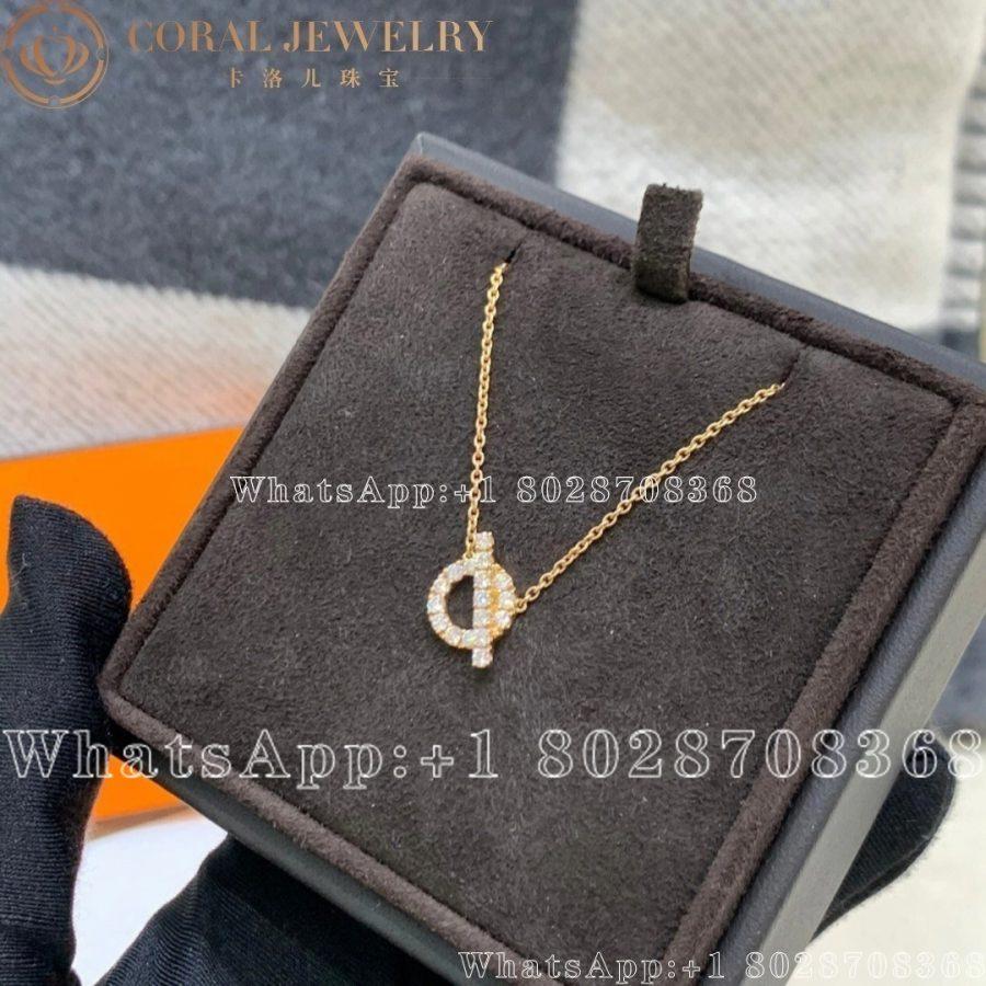 Hermes Finesse Pendant In Rose Gold Set With Diamonds Coral (4)