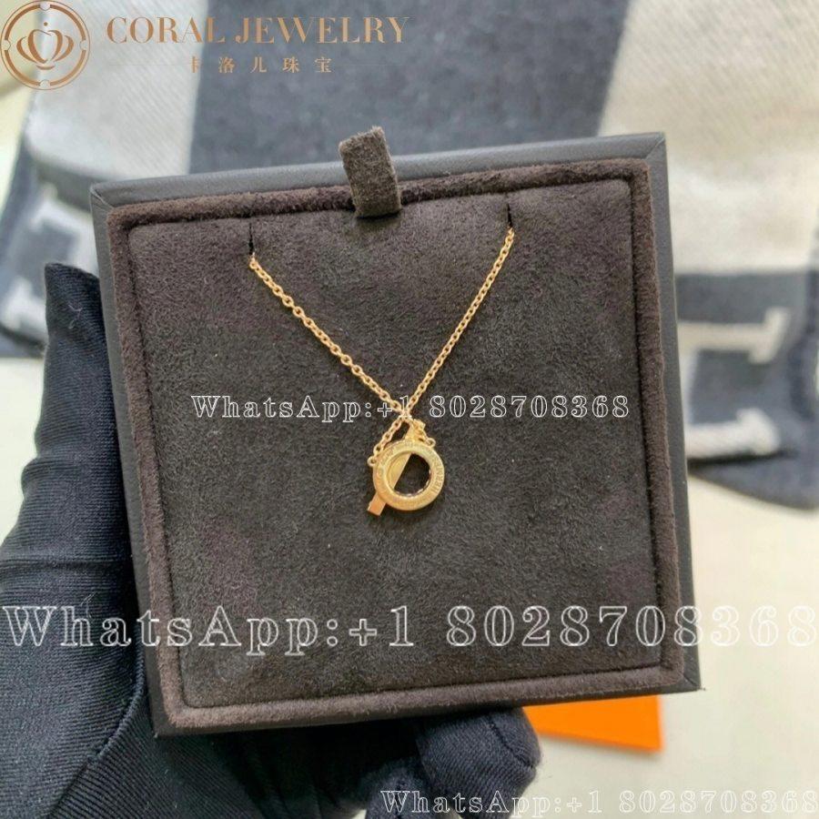 Hermes Finesse Pendant In Rose Gold Set With Diamonds Coral (5)