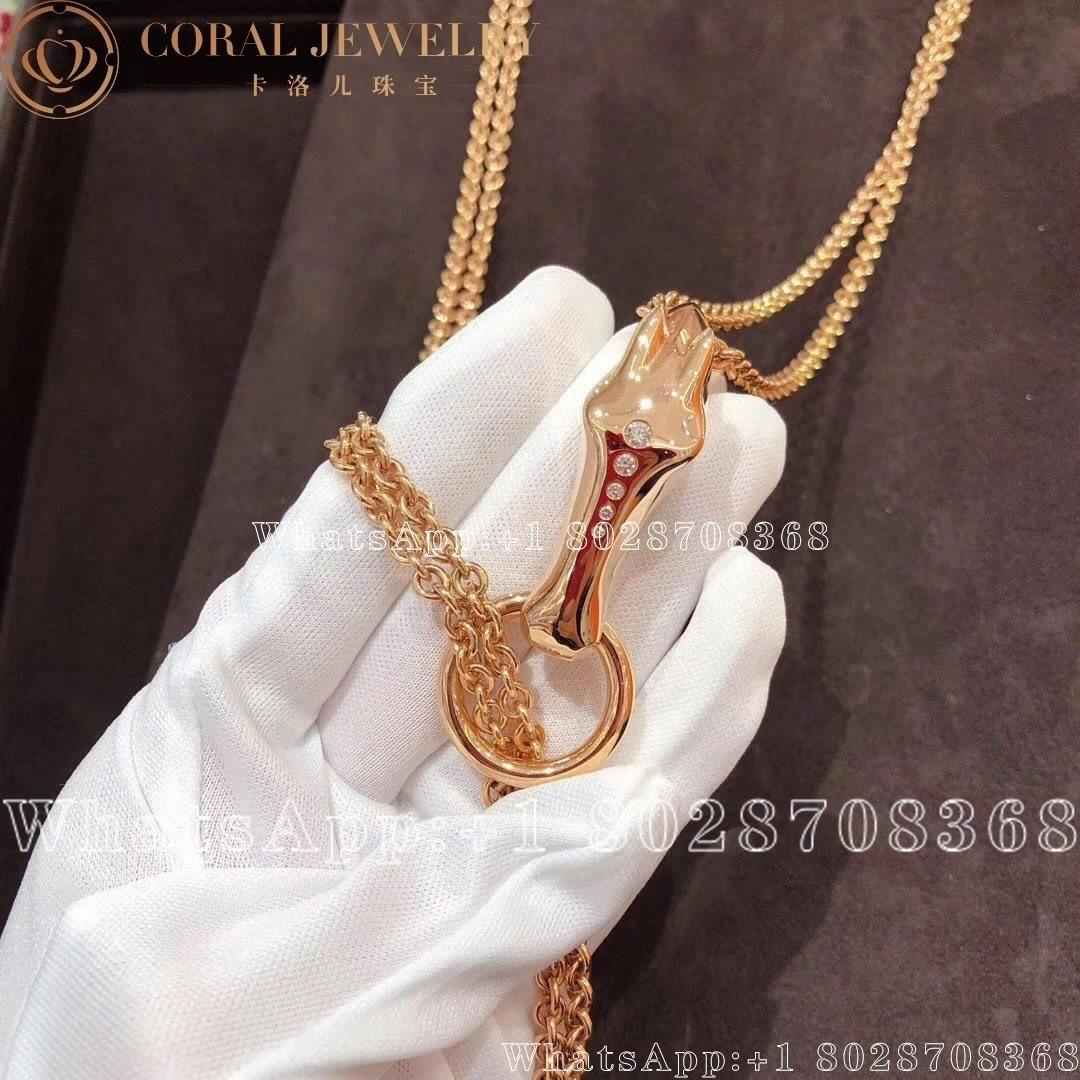 Hermes Galop Rose Gold Diamond Necklace Coral (1)