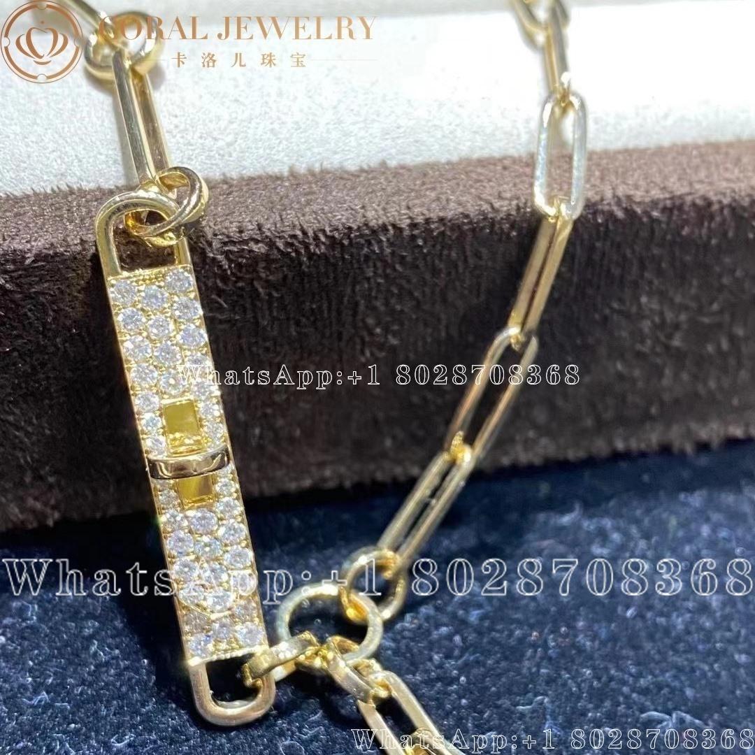 Hermes Kelly Chaine Lariat Lariat Necklace In Yellow Gold Set With Diamonds Coral (11)