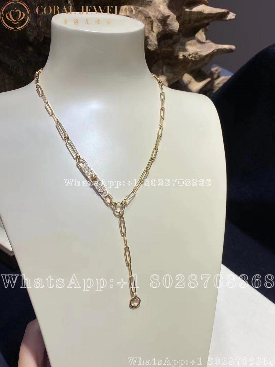 Hermes Kelly Chaine Lariat Lariat Necklace In Yellow Gold Set With Diamonds Coral (2)