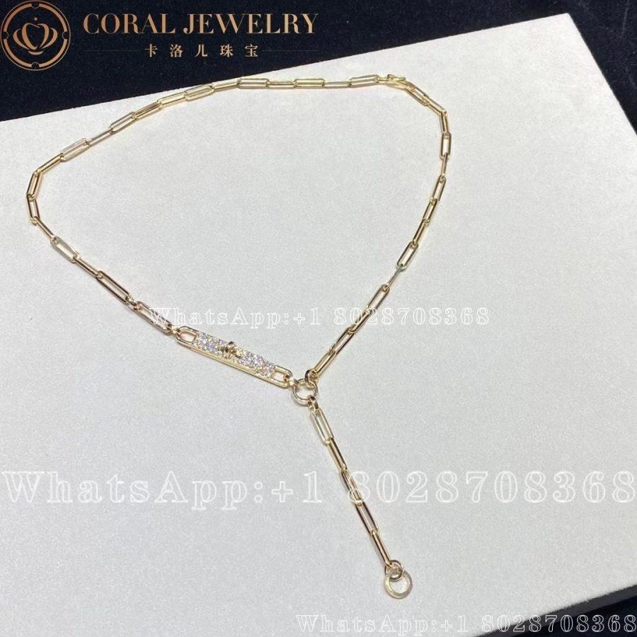 Hermes Kelly Chaine Lariat Lariat Necklace In Yellow Gold Set With Diamonds Coral (4)