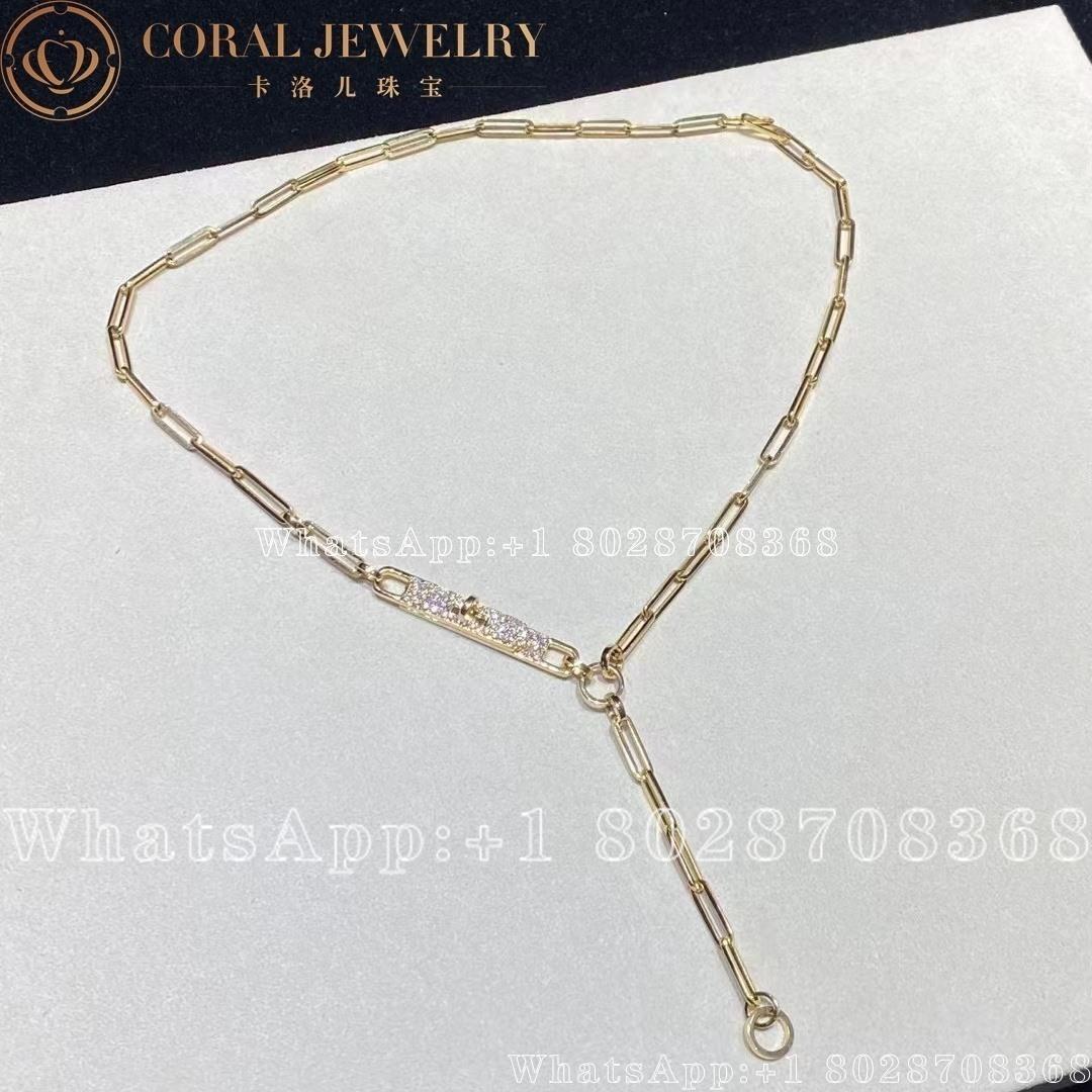 Hermes Kelly Chaine Lariat Lariat Necklace In Yellow Gold Set With Diamonds Coral (5)