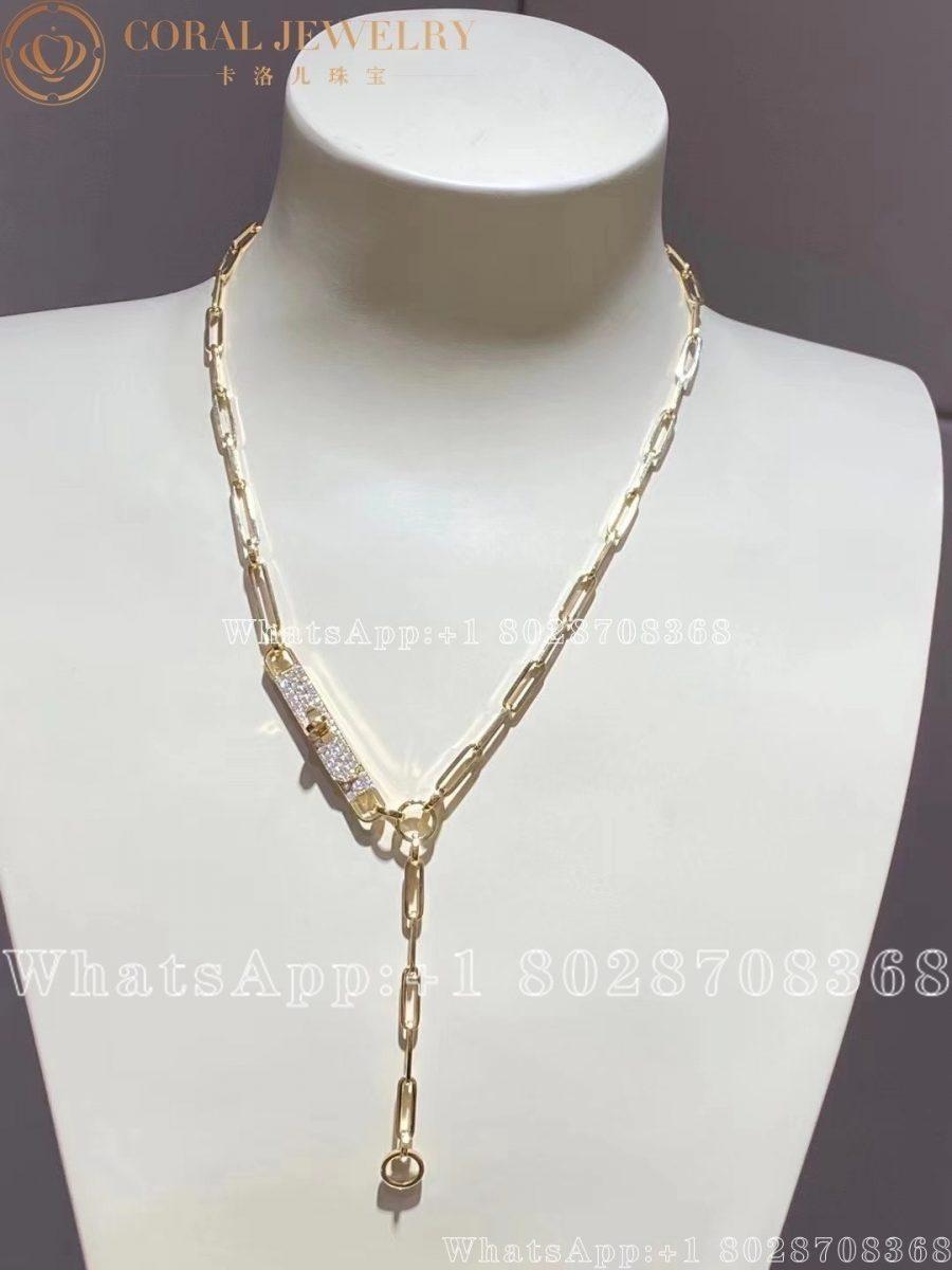 Hermes Kelly Chaine Lariat Lariat Necklace In Yellow Gold Set With Diamonds Coral (9)