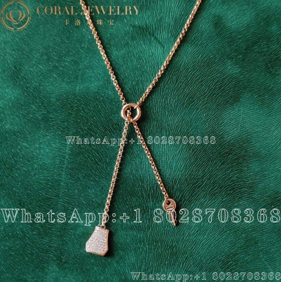 Hermes Kelly Clochette Necklace In Rose Gold Set With Diamonds Coral (3)