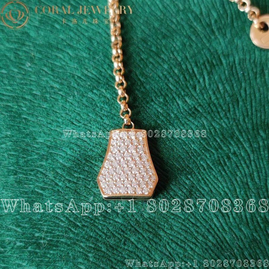 Hermes Kelly Clochette Necklace In Rose Gold Set With Diamonds Coral (4)