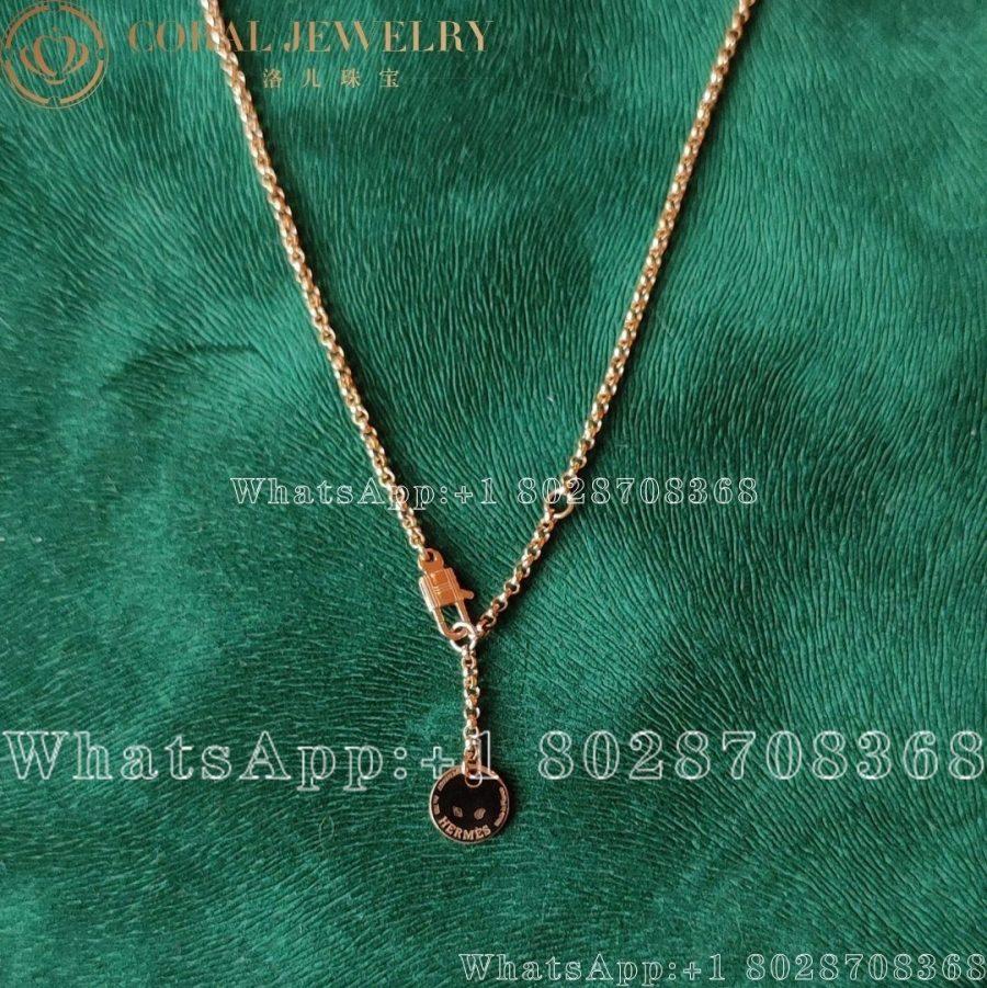 Hermes Kelly Clochette Necklace In Rose Gold Set With Diamonds Coral (5)