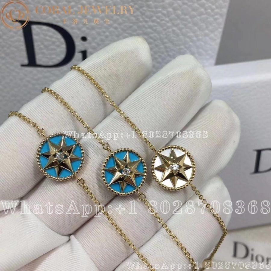 Dior Rose Des Vents Bracelet Yellow Gold Diamond And Turquoise 12mm Coral (4)