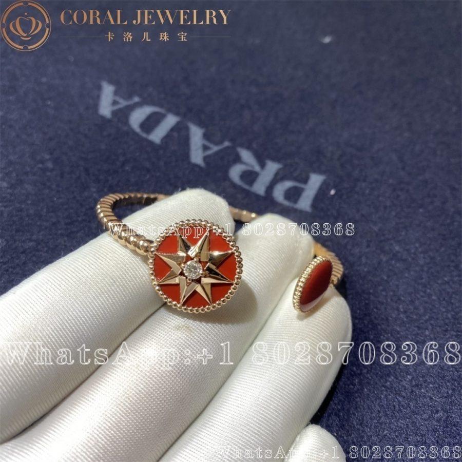 Dior Rose Des Vents Diamond Coral 18k Rose Gold Open Cuff Coral Coral (2)