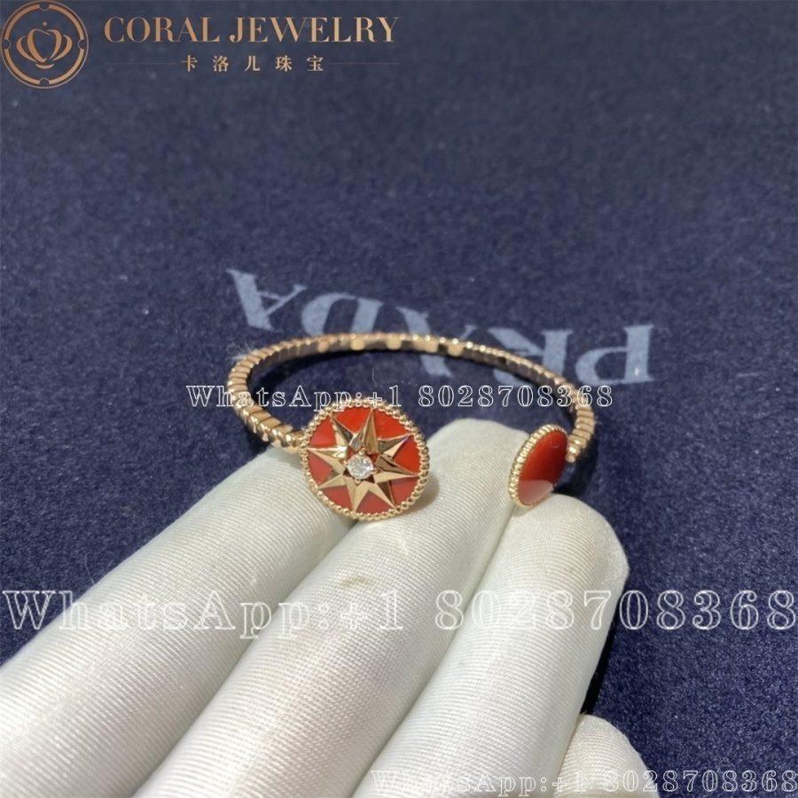 Dior Rose Des Vents Diamond Coral 18k Rose Gold Open Cuff Coral Coral (7)