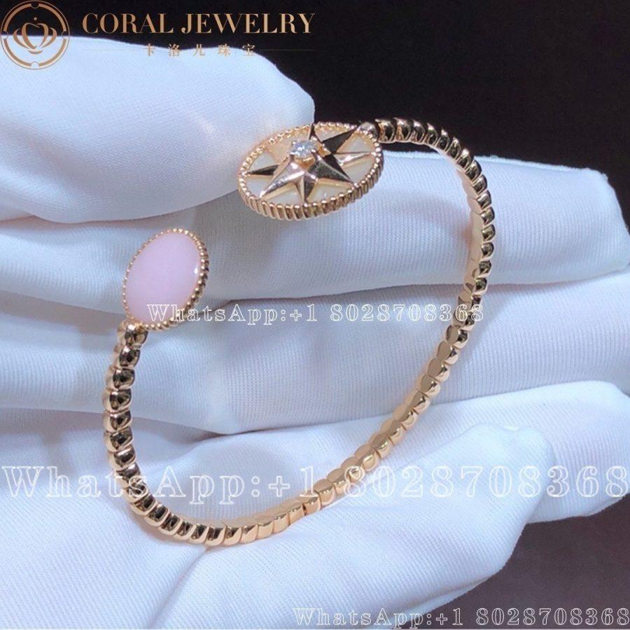 Dior Rose Des Vents Diamond Pink Opal18k Rose Gold Open Cuff Bracelet Coral (15)