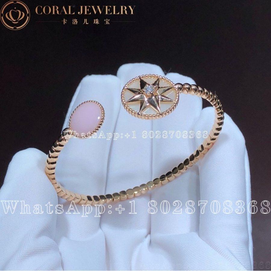 Dior Rose Des Vents Diamond Pink Opal18k Rose Gold Open Cuff Bracelet Coral (8)