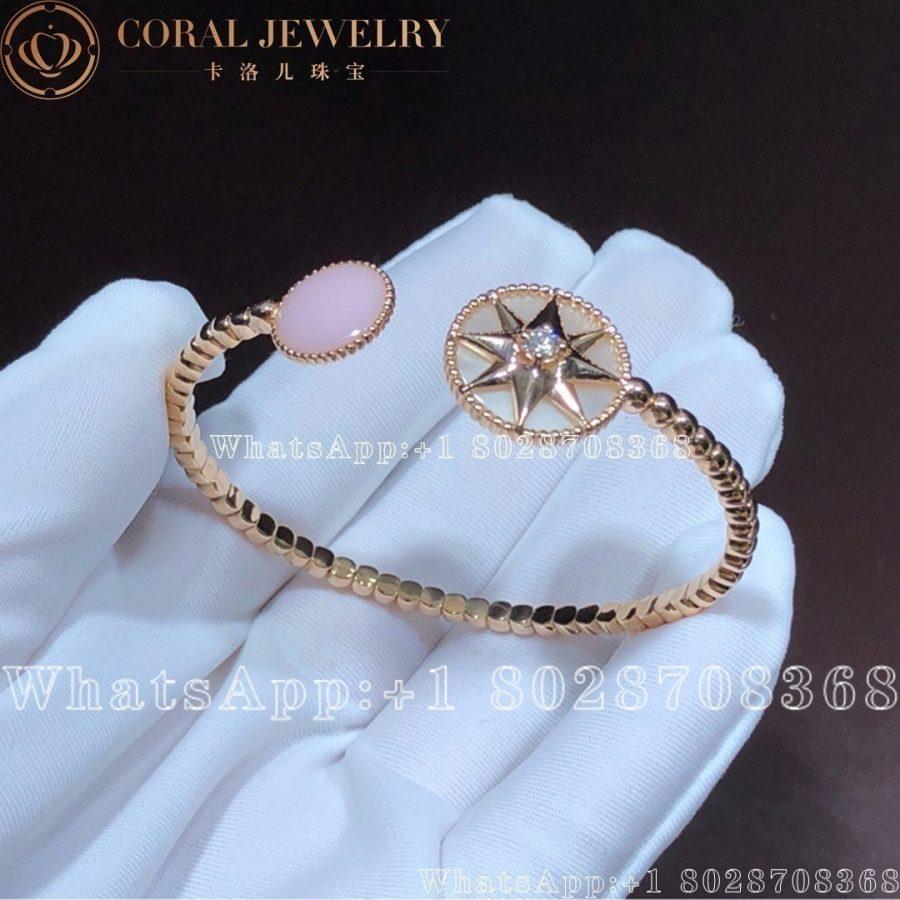 Dior Rose Des Vents Diamond Pink Opal18k Rose Gold Open Cuff Bracelet Coral (9)