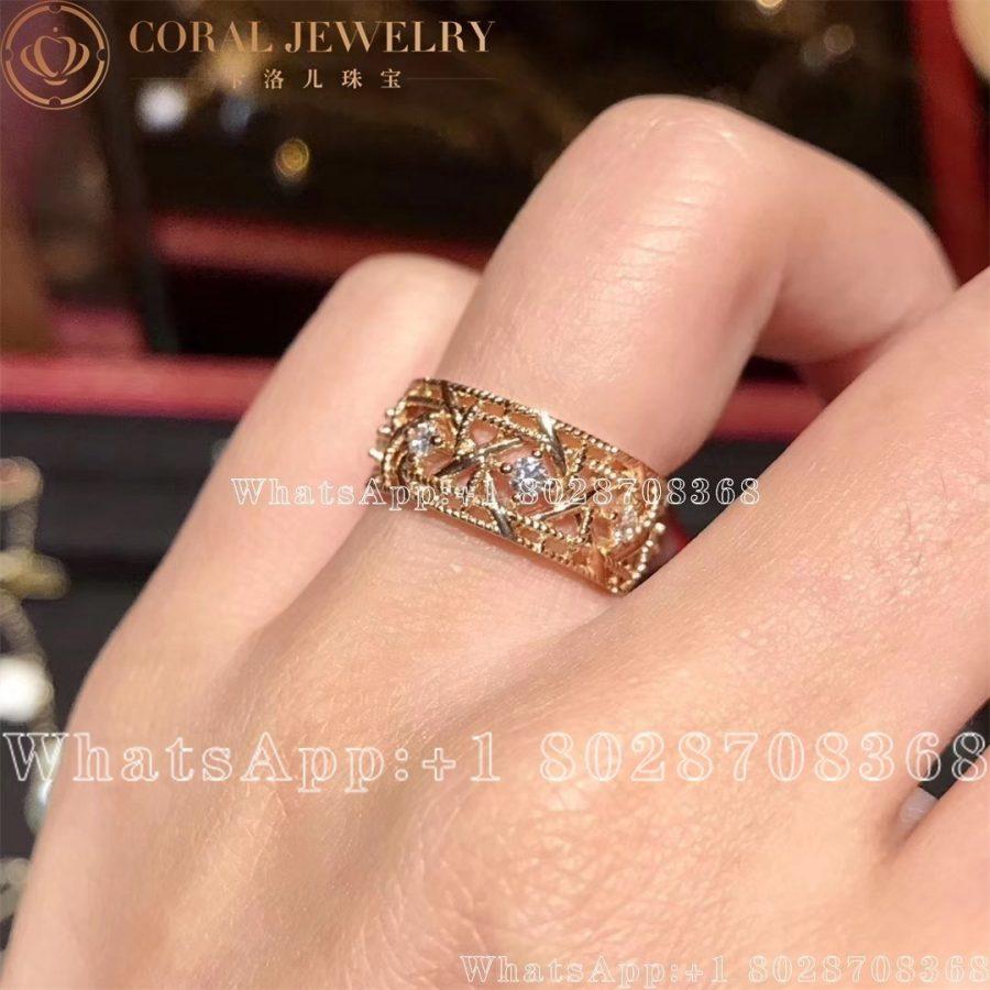 Dior 18k Rose Gold Diamond My Dior Band Ring Coral (6)