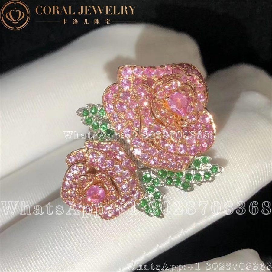 Dior Rose Dior Bagatelle Double Ring 18k White Gold White And Yellow Diamonds With Emeralds Coral (8)