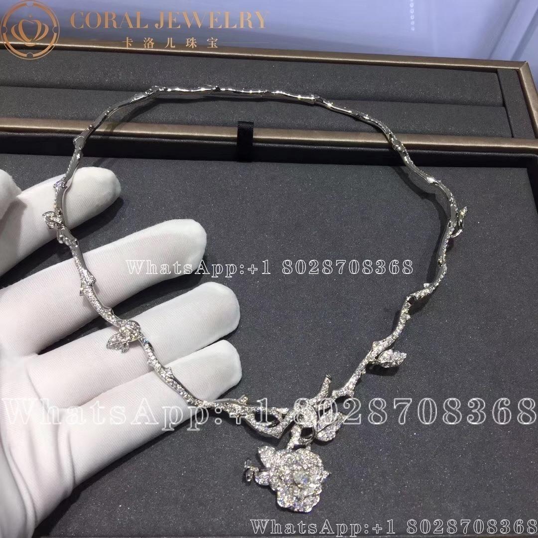 Dior Rose Dior Bagatelle Necklace 18k White Gold And Diamonds Coral (18)