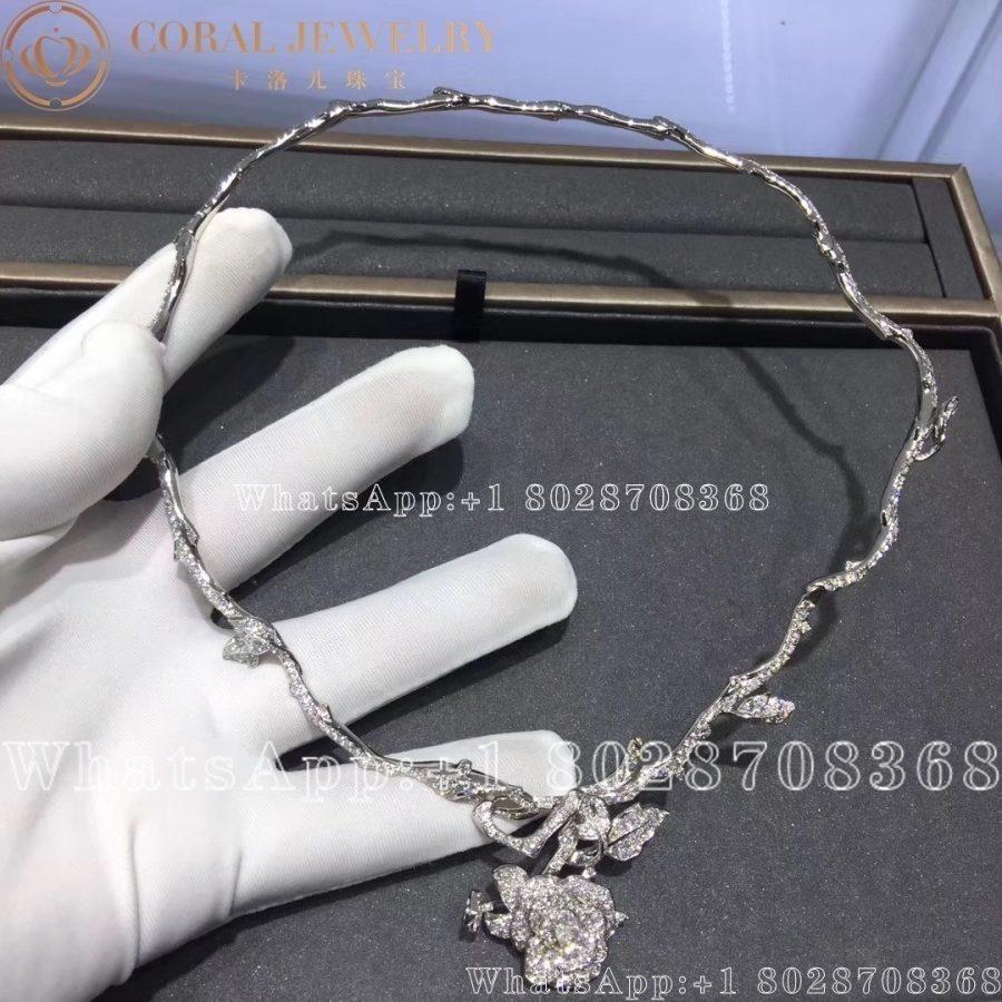 Dior Rose Dior Bagatelle Necklace 18k White Gold And Diamonds Coral (21)