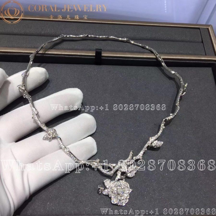 Dior Rose Dior Bagatelle Necklace 18k White Gold And Diamonds Coral (22)