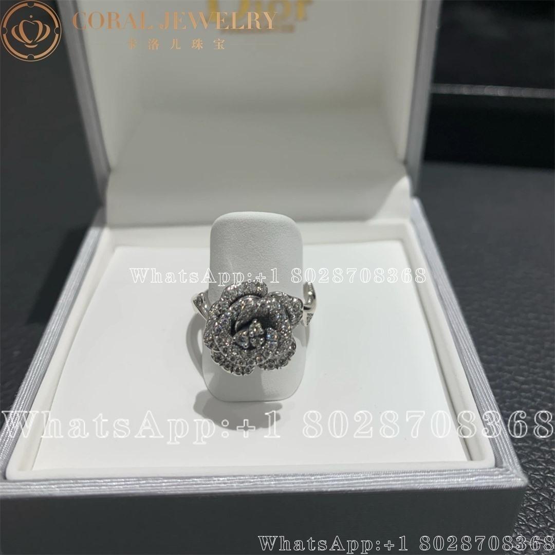 Dior Small Rose Dior Bagatelle Ring White Gold And Diamonds Coral (1)