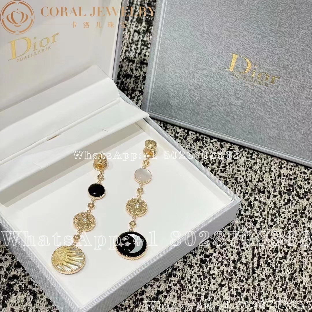 Dior Rose Des Vents And Rose Celeste Earrings Yellow And White Gold Diamond Mother Of Pearl And Onyx Coral (1)