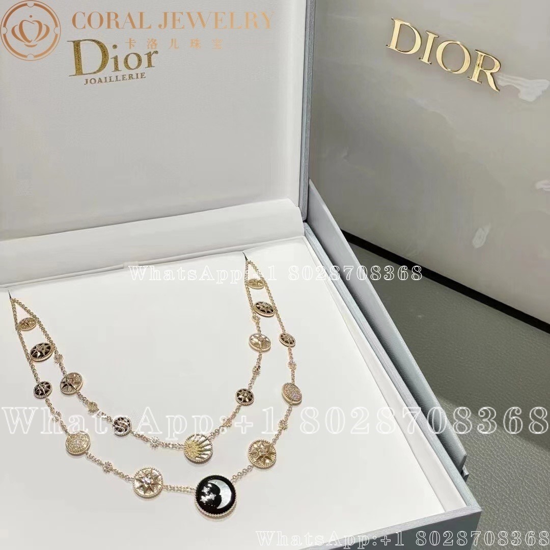 Dior Rose Des Vents And Rose Celeste Necklace Yellow And White Gold Diamond Mother Of Pearl And Onyx Coral (1)