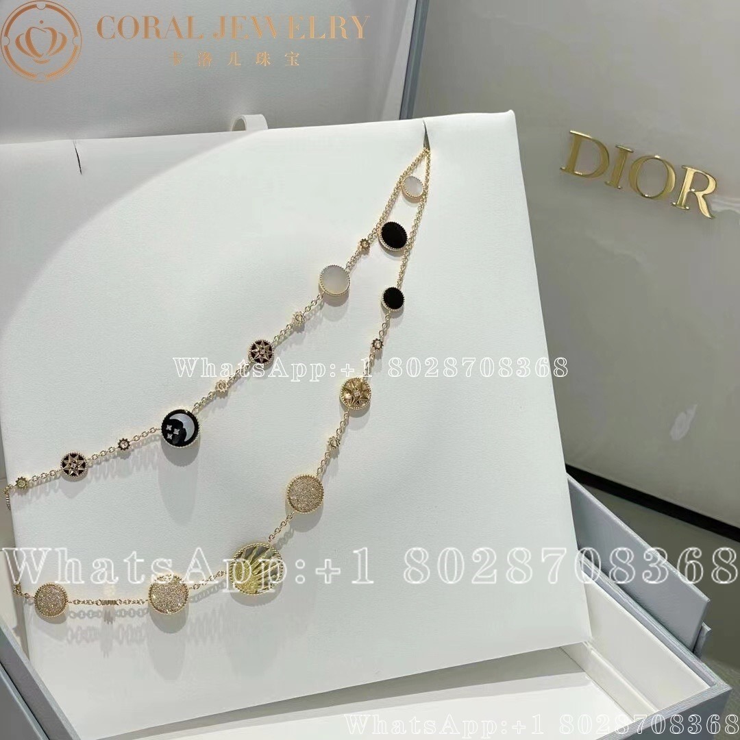 Dior Rose Des Vents And Rose Celeste Necklace Yellow And White Gold Diamond Mother Of Pearl And Onyx Coral (2)