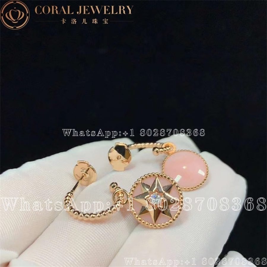 Dior Rose Des Vents Earrings Rose Gold Diamonds And Pink Opal Coral (10)