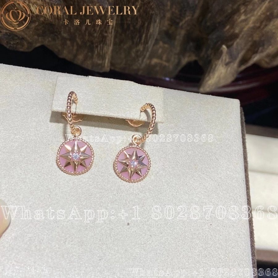 Dior Rose Des Vents Earrings Rose Gold Diamonds And Pink Opal Coral (11)