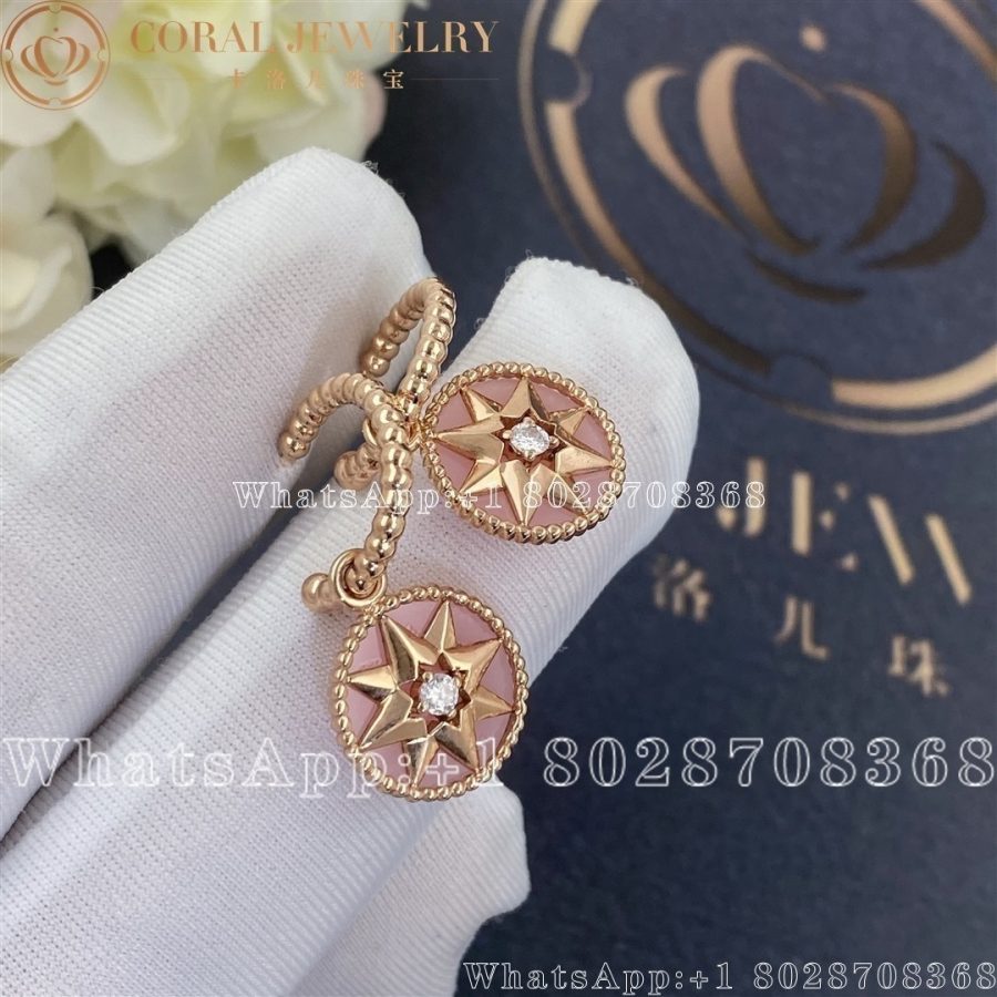 Dior Rose Des Vents Earrings Rose Gold Diamonds And Pink Opal Coral (4)