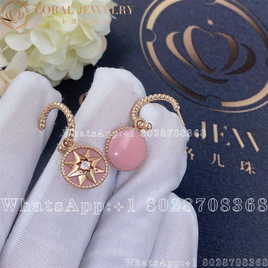 Dior Rose Des Vents Earrings Rose Gold Diamonds And Pink Opal Coral (5)