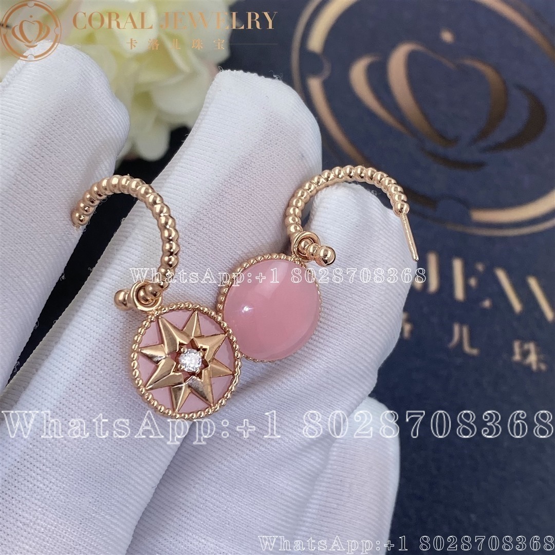 Dior Rose Des Vents Earrings Rose Gold Diamonds And Pink Opal Coral (6)