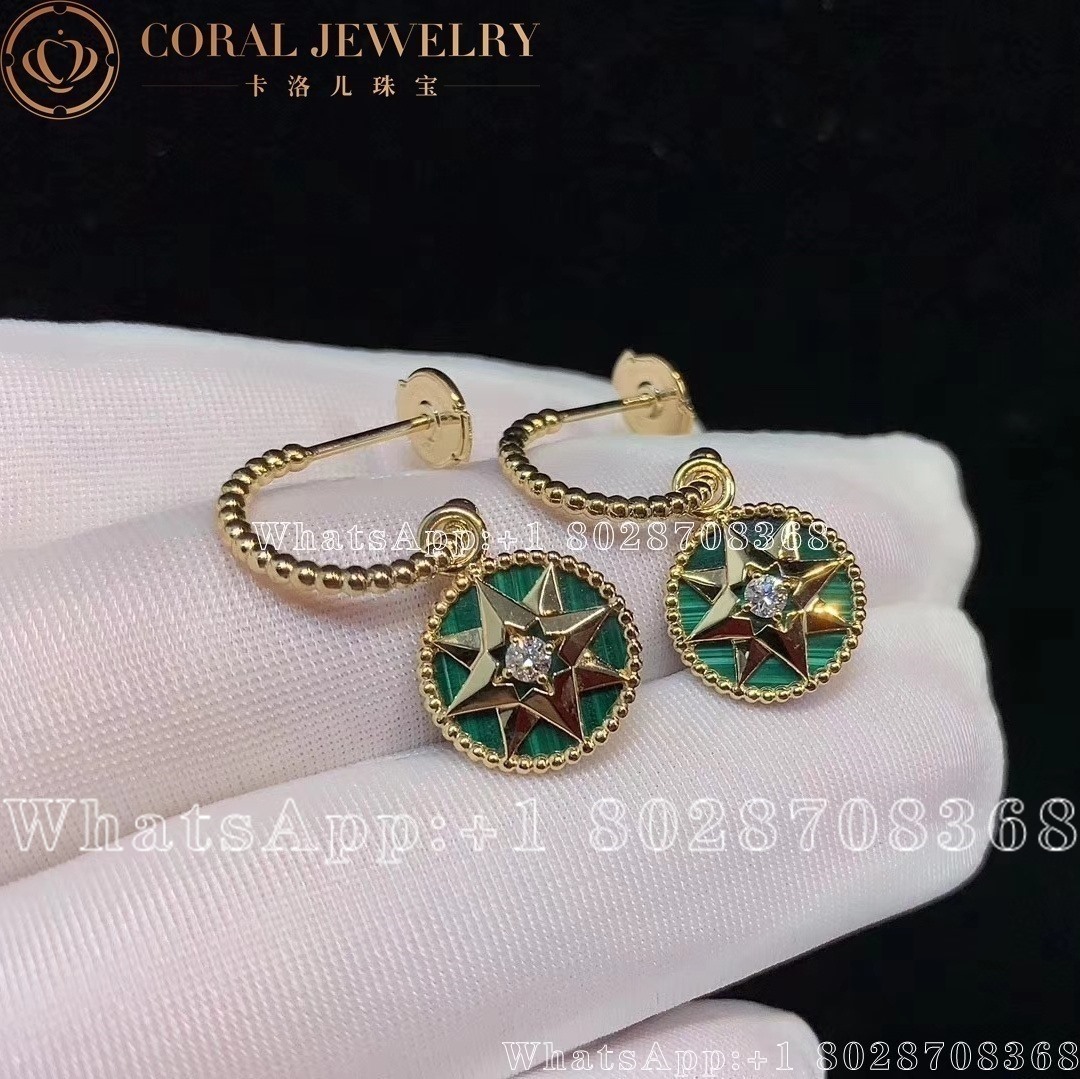 Dior Rose Des Vents Earrings Yellow Gold Diamonds And Malachite Coral (1)