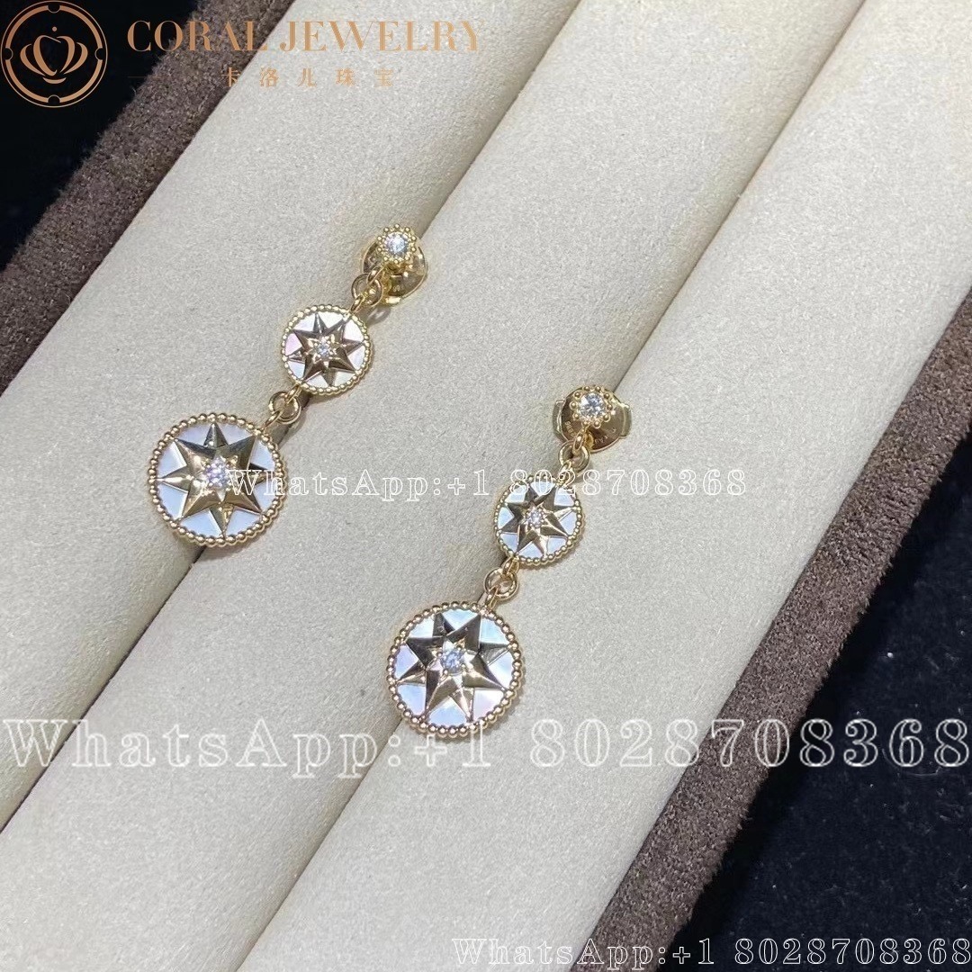 Dior Rose Des Vents Earrings Yellow Gold Mother Of Pearl And Diamonds