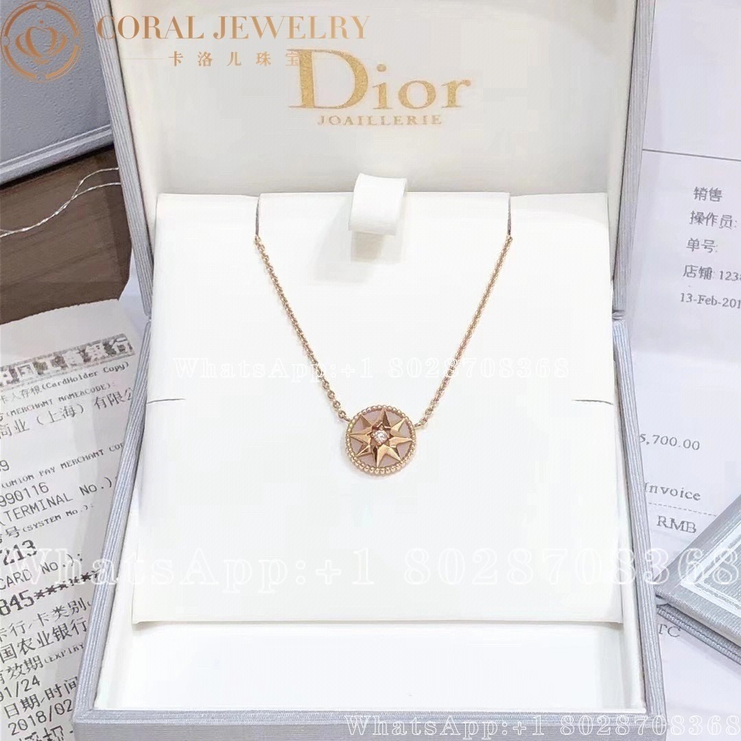 Dior Rose Des Vents Necklace Rose Gold Diamond And Pink Opal Coral (6)