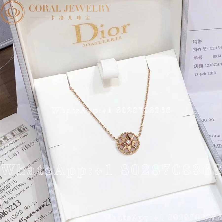 Dior Rose Des Vents Necklace Rose Gold Diamond And Pink Opal Coral (7)