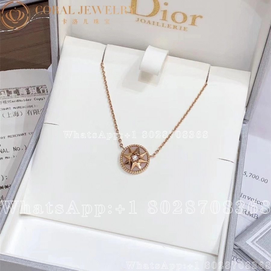 Dior Rose Des Vents Necklace Rose Gold Diamond And Pink Opal Coral (8)