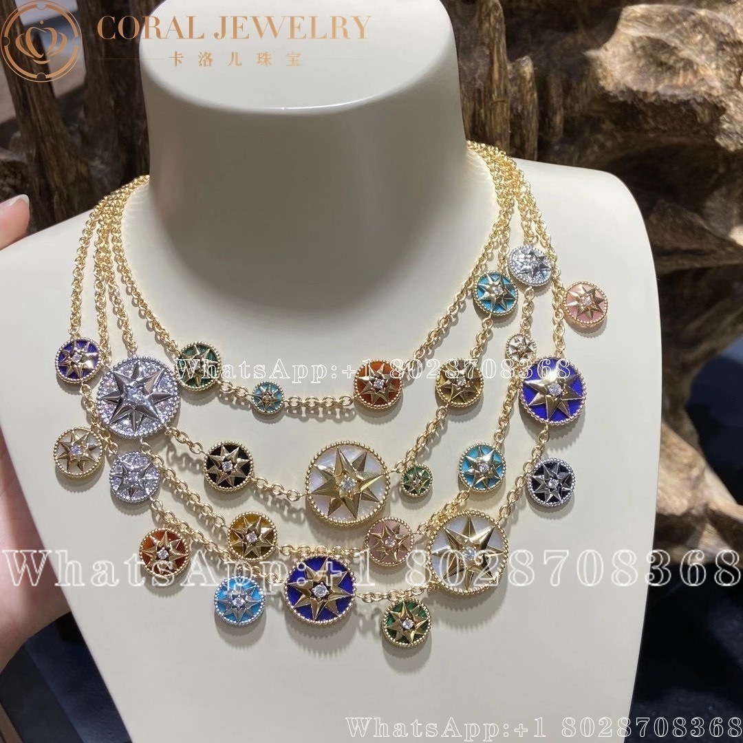 Dior Rose Des Vents Necklace Yellow And White Gold Diamond And Ornamental Stones Coral (1)