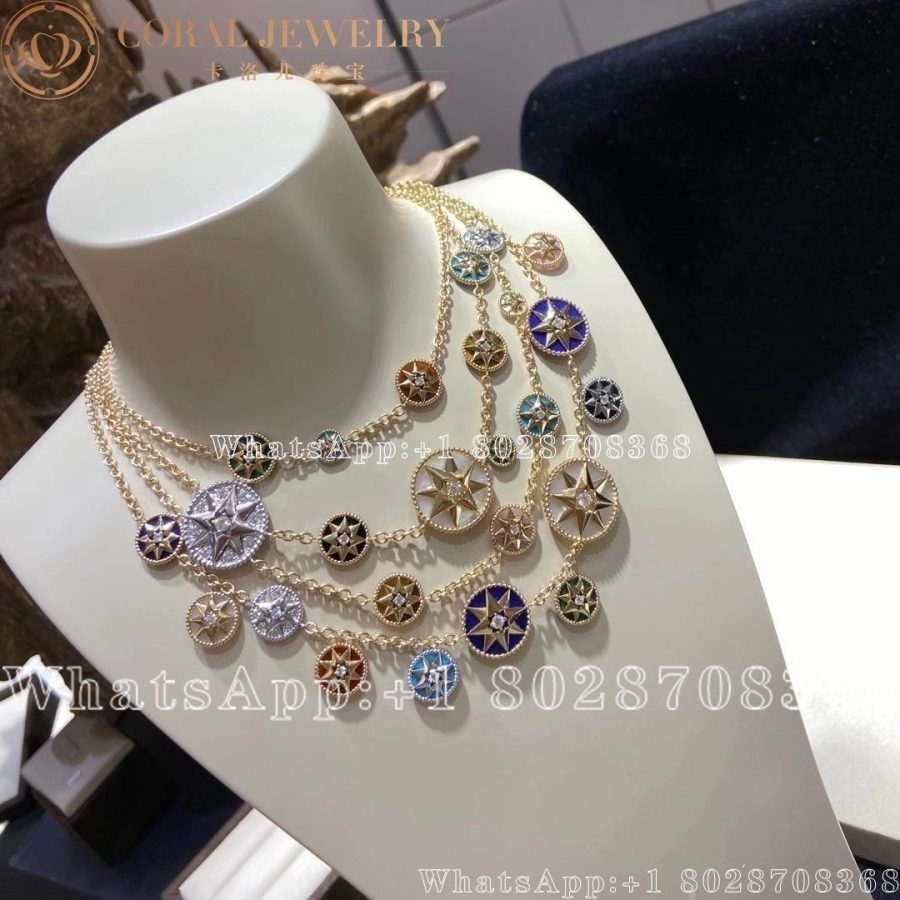 Dior Rose Des Vents Necklace Yellow And White Gold Diamond And Ornamental Stones Coral (2)