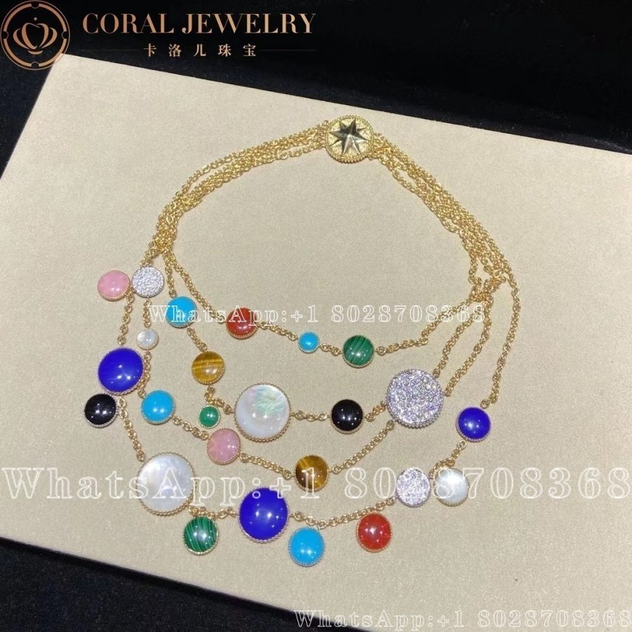 Dior Rose Des Vents Necklace Yellow And White Gold Diamond And Ornamental Stones Coral (6)